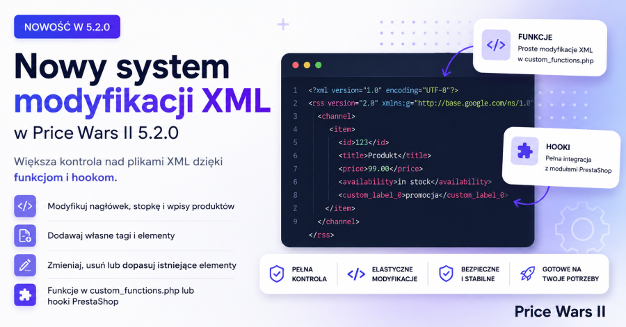 prestashop Nowy system modyfikacji XML w PriceWars II 5.2.0